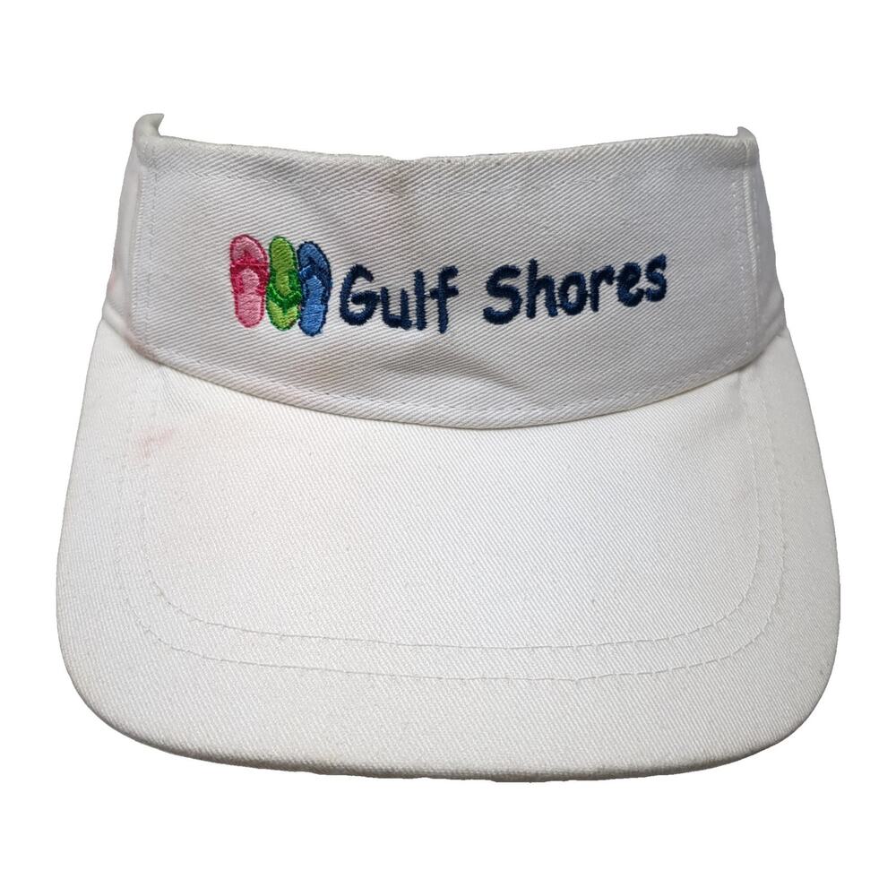 Gulf Shores Strapback Sun Visor Cap White One Size Embroidered Shade Shack